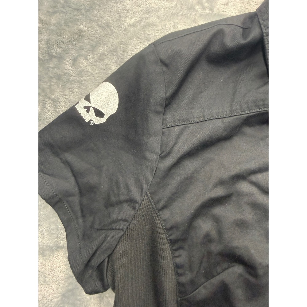 Harley Davidson Shirt Women Willie G Skull Zip Front Lace Back Black Medium - Picture 5 of 9